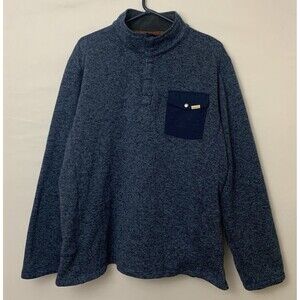 Woolrich Men’s Pullover Sweater Size XXL 2XL Blue Long-Sleeve 1/4 Snap Button